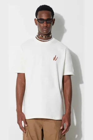 Norse projects T-shirt bawełniany Johannes Organic Chain Stitch Logo T-shirt kolor z aplikacją N01-0648-0957