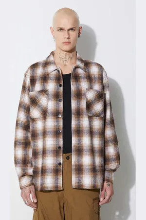 TAIKAN Koszula Heavyweight Plaid Shirt męska kolor regular z kołnierzykiem klasycznym TW0003.BRN