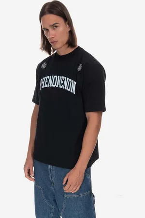 PHENOMENON T-shirt bawełniany Collage Logo Mock kolor z nadrukiem MHTDSJA01BK-BK