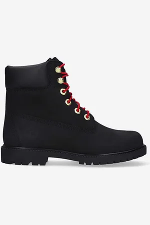 Timberland Workery zamszowe Heritage 6 In Waterproof kolor na płaskim obcasie A2G53-BLACK