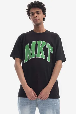 MARKET T-shirt bawełniany kolor z nadrukiem 399001368-BRAZOWY