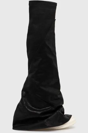 Rick Owens Rick Owens kozaki Denim Boots Fetish damskie kolor na płaskim obcasie DS01D1815.BF.911