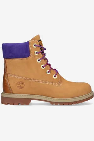 Timberland Workery zamszowe Heritage 6 damskie kolor na płaskim obcasie A44KP-YELLOW