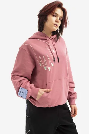 Alexander McQueen Bluza bawełniana damska kolor z kapturem z aplikacją 624727RST865005-PINK