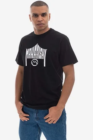 Maharishi T-shirt bawełniany kolor z nadrukiem 9928.BLACK-BLACK