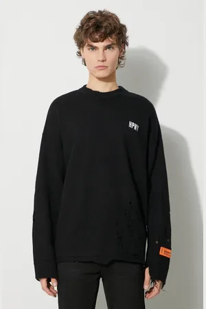 Heron Preston Sweter wełniany Shredded Knit Crewneck męski kolor HMHE011F23KNI0011001