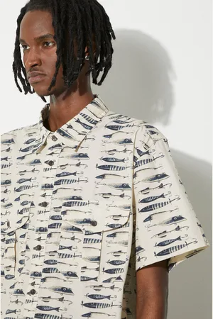 Filson Koszula bawełniana Washed SS Feather męska kolor relaxed z kołnierzykiem klasycznym FMCAM0007