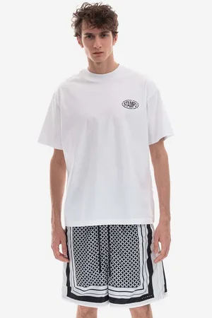 STAMPD T-shirt bawełniany kolor gładki SLA.M2846TE-WHT
