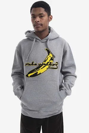 Maharishi Bluza bawełniana Chanile Banana x Warhol męska kolor z kapturem z aplikacją 9644.MARL-MARL