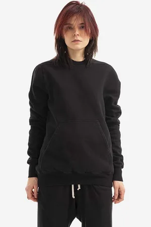 Rick Owens Rick Owens bluza bawełniana damska kolor z kapturem gładka DS01B7231.F.BLACK-Black