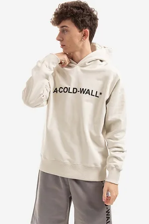 A-cold-wall* Bluza bawełniana Essential Logo Hoodie męska kolor z kapturem z nadrukiem ACWMW057.-BONE