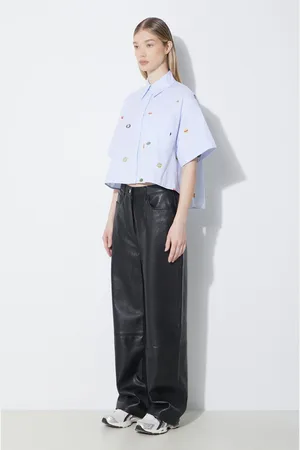 Kenzo Koszula bawełniana Fruit Stickers Cropped Shirt damska kolor relaxed z kołnierzykiem klasycznym FE52CH2469A1.64