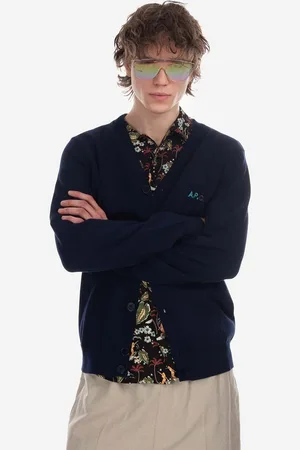A.P.C. Kardigan bawełniany kolor COGDK.H22229-DARKNAVY