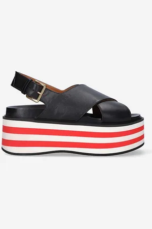 Marni Sandały skórzane Wedge Shoe damskie kolor na platformie ZPMS007506.P3586.00N99