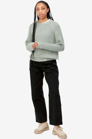 Carhartt Spodnie bawełniane Cara kolor szerokie high waist I029802-BLACK