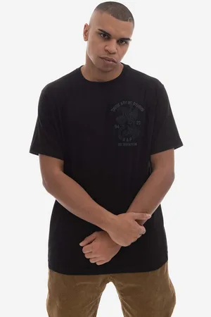 Maharishi T-shirt bawełniany kolor gładki 4093.BLACK-BLACK