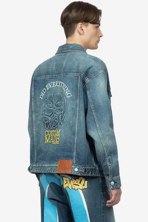 Evisu Kurtka jeansowa męska kolor przejściowa oversize 2ESHTM3DJ710LFCS-indigo