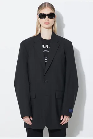 Kenzo Marynarka wełniana Solid Kimono Blazer kolor jednorzędowa gładka FE52VE2469RB.99