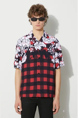 Neil Barrett Neil Barett koszula LOOSE HAWAIIAN CHECK WITH BOLTS męska kolor relaxed PBCM186.V024.1495
