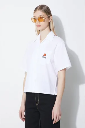 Kenzo Koszula bawełniana Boke Cropped Hawaiian Shirt damska kolor relaxed z kołnierzykiem klasycznym FE52CH0669LH.01