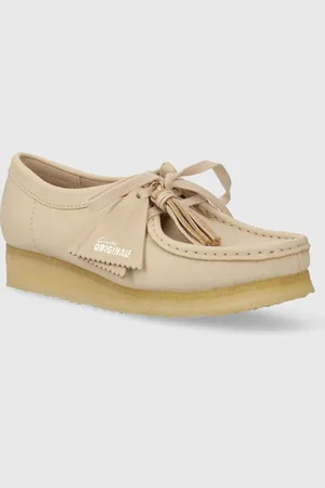 Clarks Półbuty skórzane Wallabee damskie kolor na płaskim obcasie 26175773
