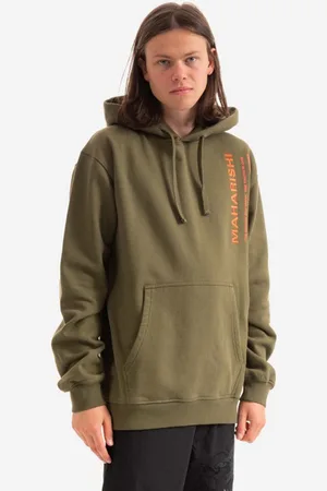 Maharishi Bluza bawełniana Miltype męska kolor z kapturem z aplikacją 9756.OLIVE-OLIVE