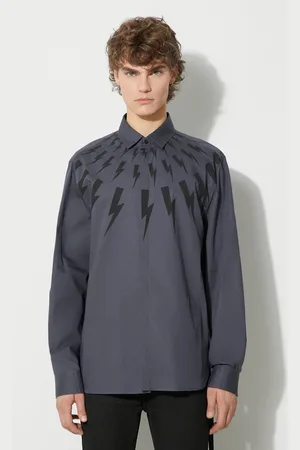 Neil Barrett Neil Barett koszula bawełniana LOOSE FAIR-ISLE THUNDERBOLT męska kolor relaxed z kołnierzykiem klasycznym PBCM173.V003S.3543