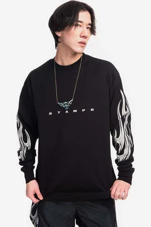 STAMPD Longsleeve bawełniany kolor wzorzysty SLA.M3102LT-BLK