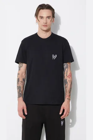 Neil Barrett T-shirt bawełniany Slim Double Bolt męski kolor z aplikacją MY70218R-Y523-001N