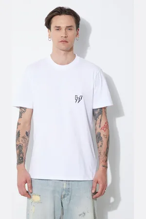 Neil Barrett T-shirt bawełniany Slim Double Bolt męski kolor z aplikacją MY70218R-Y523-100N