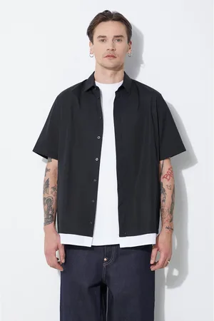 Neil Barrett Koszula bawełniana Loose Double Layer Short Sleeve Shirt męska kolor regular z kołnierzykiem klasycznym MY60218C-Y051-524N