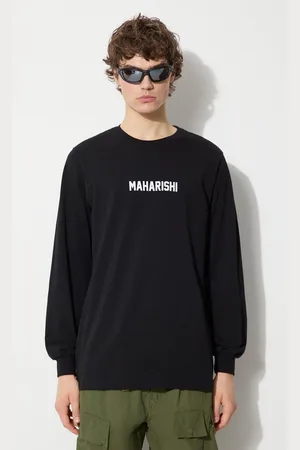 Maharishi Longsleeve bawełniany Woodblock Dragon kolor z nadrukiem 1277.BLACK