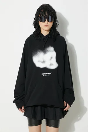 UNDERCOVER Bluza bawełniana Hoodie damska kolor z kapturem z nadrukiem UC1D1801.3