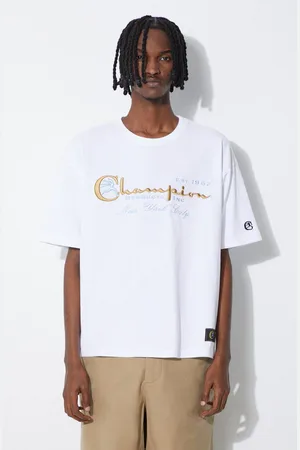 Champion T-shirt bawełniany męski kolor z aplikacją 219998