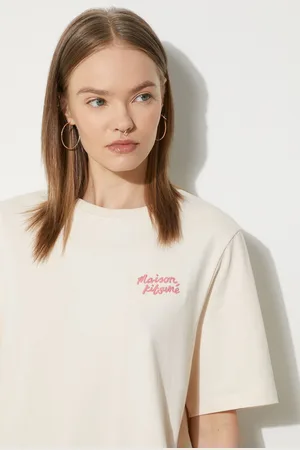 Maison Kitsuné T-shirt bawełniany Handwriting Comfort damski kolor MW00126KJ0119
