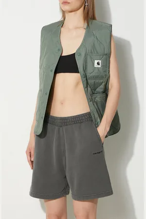 Carhartt Szorty bawełniane Duster Script Sweat Short kolor gładkie high waist I033055.89GD