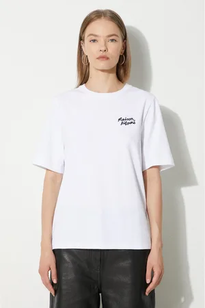 Maison Kitsuné T-shirt bawełniany Handwriting Comfort damski kolor MW00126KJ0119