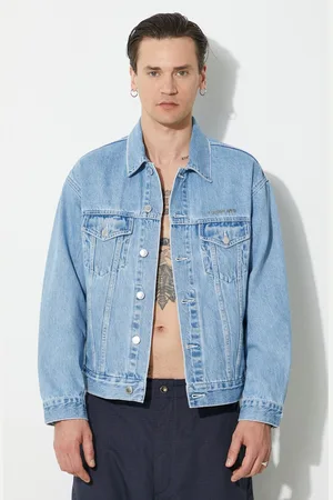 A Bathing Ape Kurtka jeansowa Metal Logo Pin Denim Jacket męska kolor przejściowa oversize 1J80140056