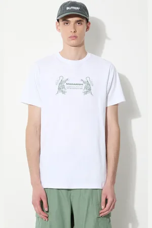 Maharishi T-shirt bawełniany Double Tigers Miltype męski kolor z nadrukiem 1305.WHITE