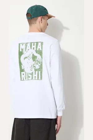 Maharishi Longsleeve bawełniany Woodblock Dragon L/S kolor z nadrukiem 1277.WHITE