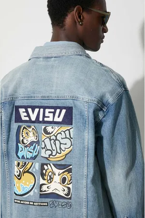 Evisu Kurtka jeansowa męska kolor przejściowa oversize