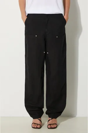 Carhartt Spodnie z domieszką lnu Ethel Double Knee Pant kolor szerokie high waist I033573.8902
