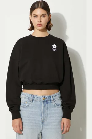 Kenzo Bluza bawełniana Flower Boke 2.0 Cropped Sweat damska kolor z aplikacją FE62SW1664MI.99J