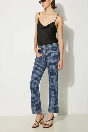 Kenzo Jeansy Bara Cropped Fit Jeans damskie high waist FE62DP2296J3.DS