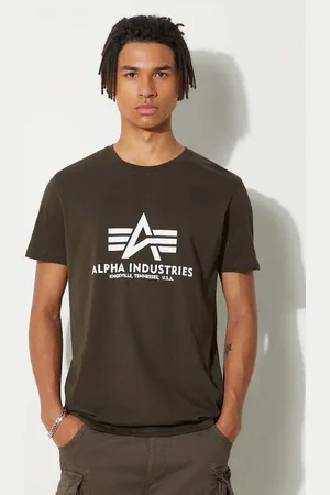 Alpha Industries T-shirt bawełniany Basic kolor z nadrukiem 100501.413-BRAZOWY