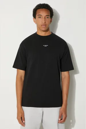 Drôle de Monsieur T-shirt bawełniany Le T-Shirt Slogan Classique męski kolor gładki PERM-TS202-CO002-BL