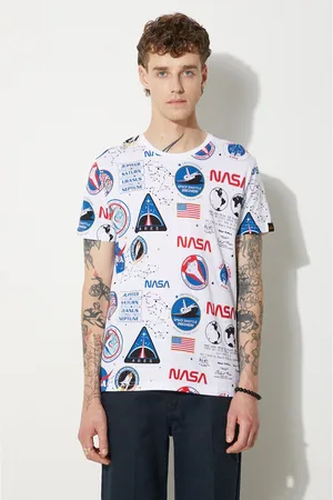 Alpha Industries T-shirt bawełniany x NASA kolor wzorzysty 116503.09-BIALY