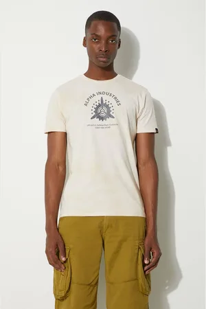 Alpha Industries T-shirt bawełniany kolor z nadrukiem 106515.136-KREMOWY