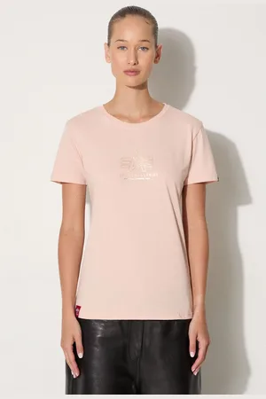 Alpha Industries T-shirt bawełniany Basic T ML Foil Print Wmn kolor 106061.640-POMARANCZO