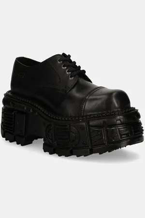 New Rock Półbuty skórzane CRUST NEGRO + TANK NEGRO damskie kolor na platformie M-TANKMILI003-S1